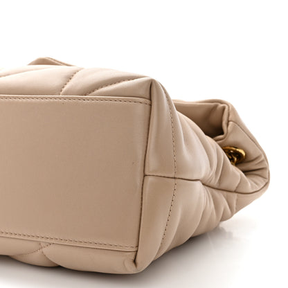 Saint Laurent Lambskin Quilted Small Loulou Puffer Monogram Chain Satchel Dark Beige 9 of 9