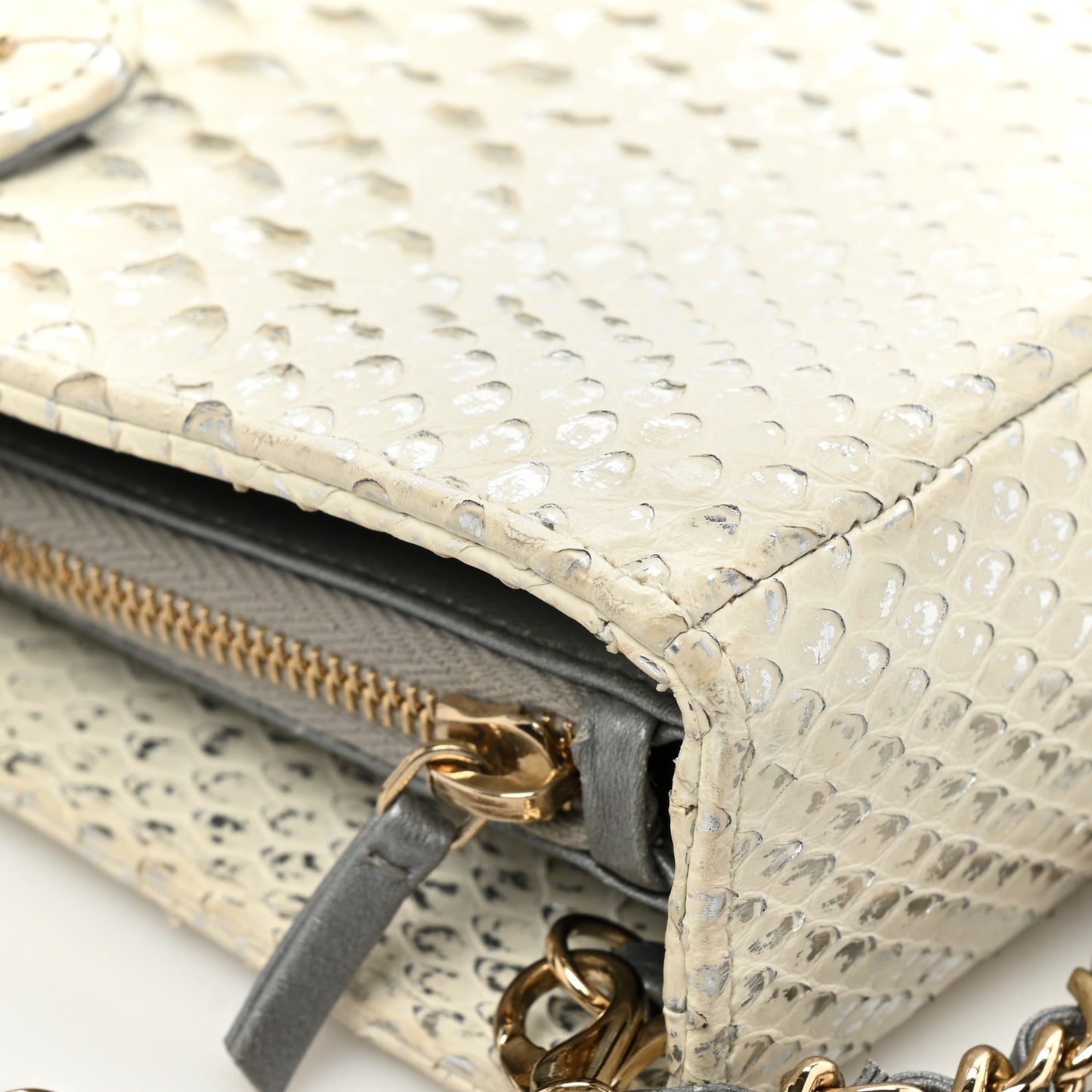 Snakeskin Phone Holder Pouch Clutch White