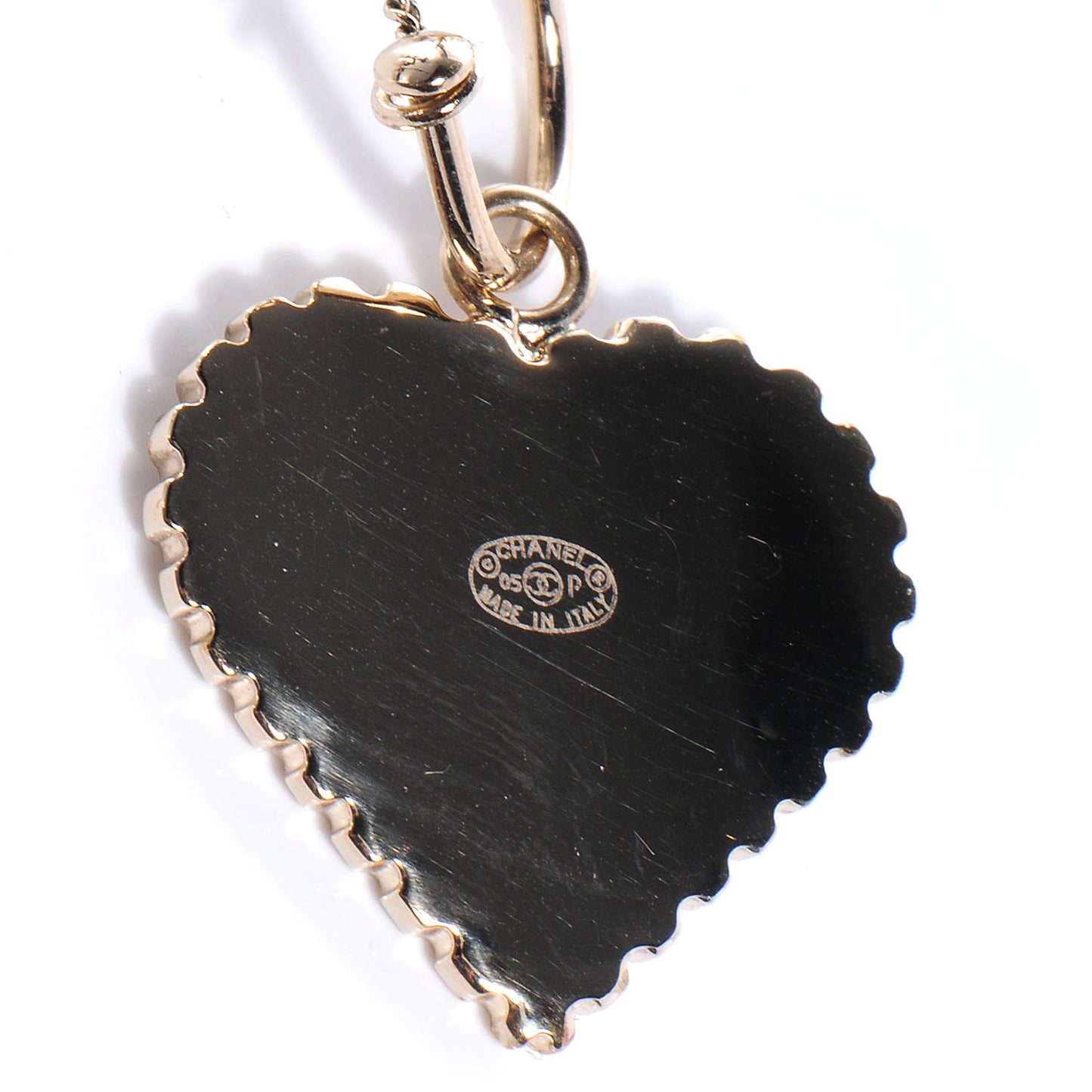 Enamel Valentine CC Heart Drop Earrings Pink Gold