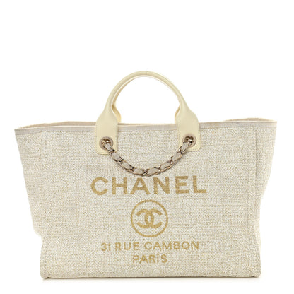 Chanel Lurex Boucle Large Deauville Tote White 1 of 13