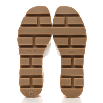 Hermes Calfskin Cork Eze 30 Sandals 36 White 5 of 8