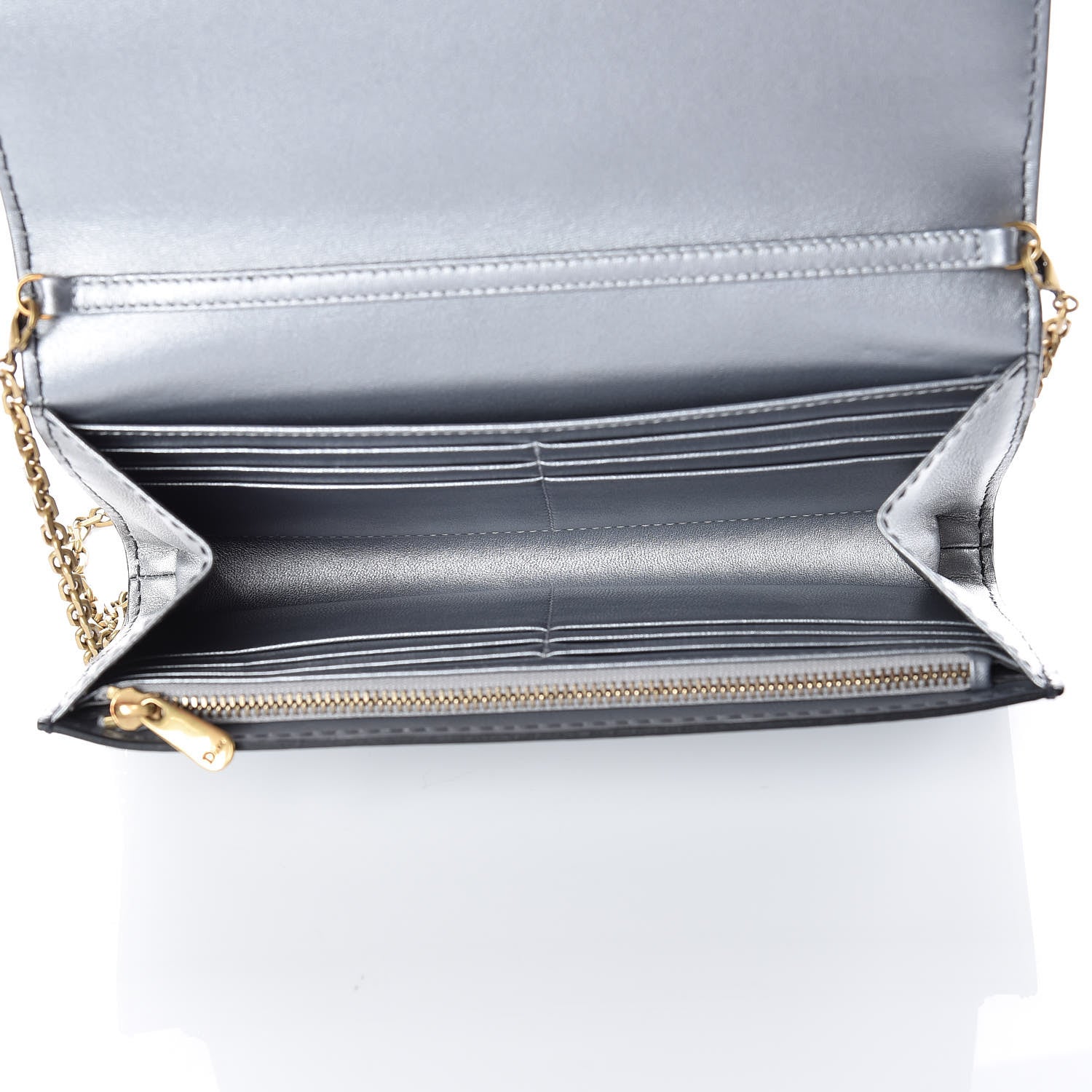 Christian Dior Metallic Calfskin J'adior Croisiere Chain Wallet Graphite 5 of 10