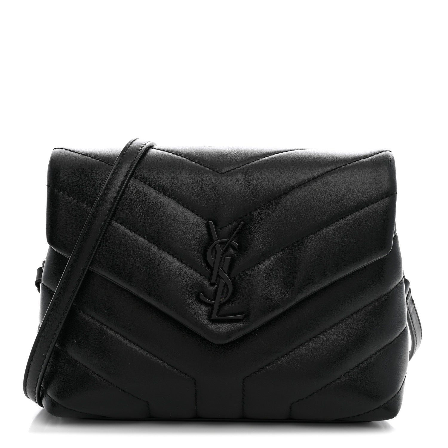 Saint Laurent Calfskin Y Quilted Monogram Monochrome Toy Loulou Crossbody Bag Black 1 of 10