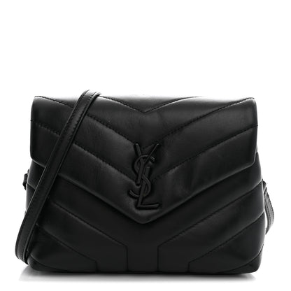Saint Laurent Calfskin Y Quilted Monogram Monochrome Toy Loulou Crossbody Bag Black 1 of 10