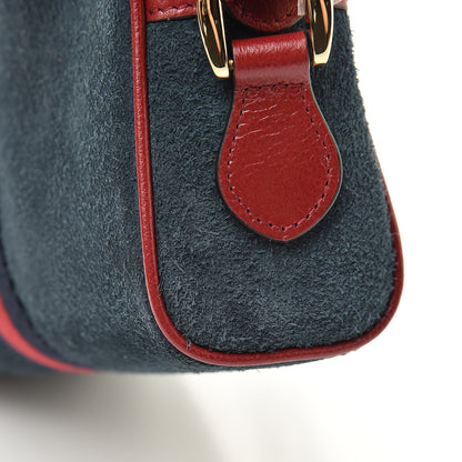 Gucci Suede Calfskin Web Mini Ophidia Shoulder Bag New Blue Romantic Cherry 11 of 12