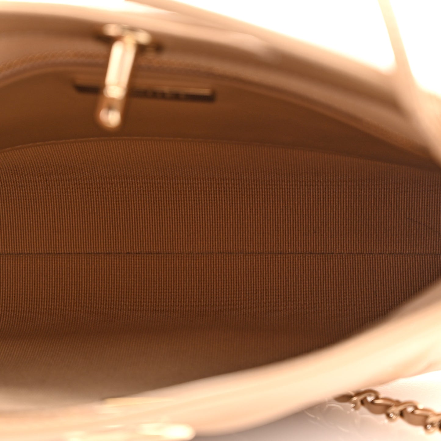 Shiny Crumpled Calfskin Quilted Mini 31 Shopping Bag Dark Beige