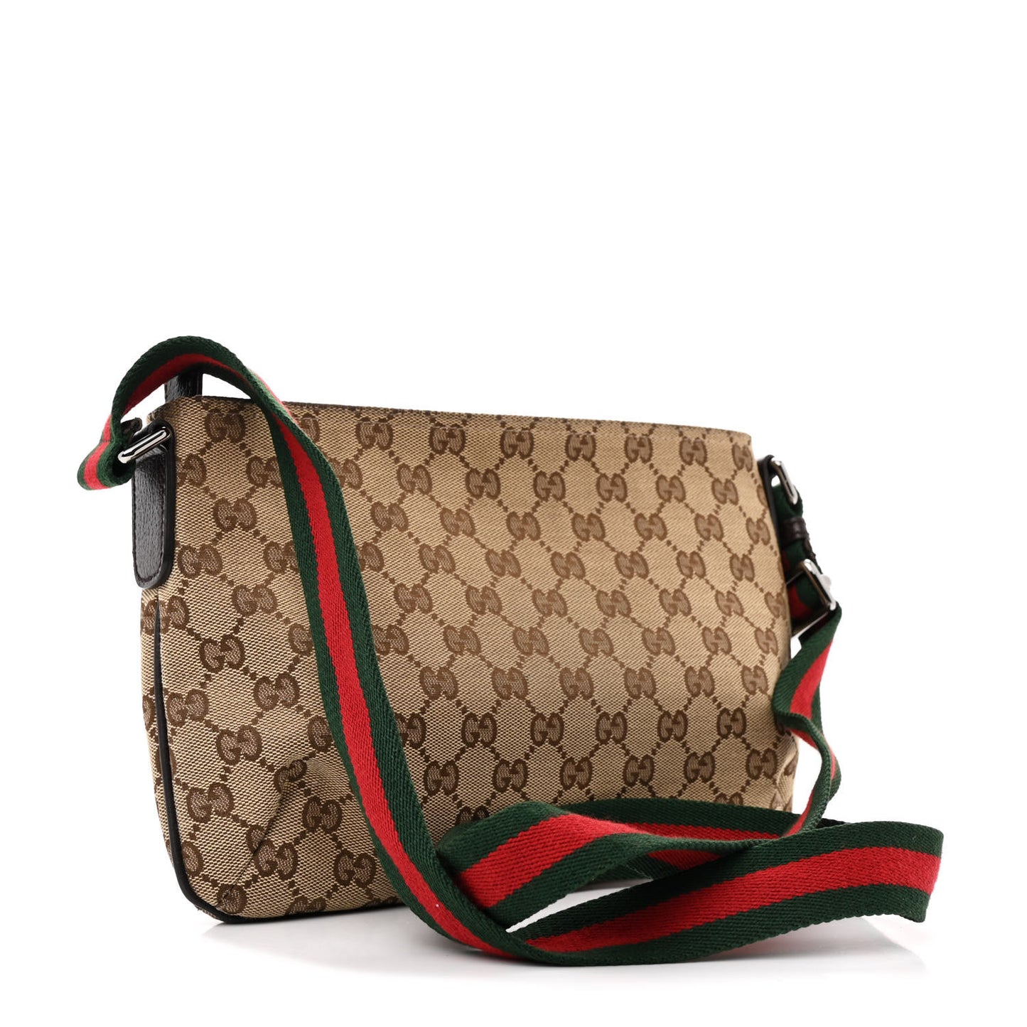 Monogram Web Small Flat Messenger Crossbody Dark Brown