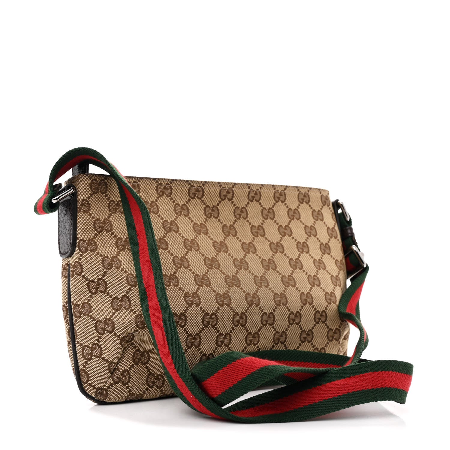 Gucci Monogram Web Small Flat Messenger Crossbody Dark Brown 3 of 12