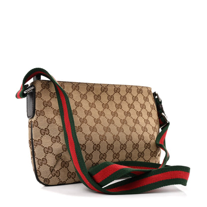 Gucci Monogram Web Small Flat Messenger Crossbody Dark Brown 3 of 12