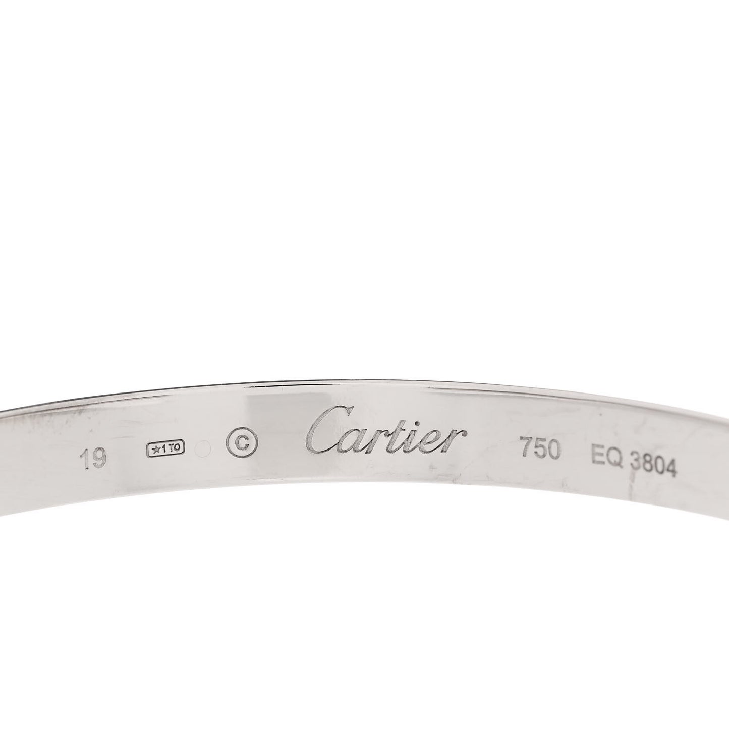 18K White Gold LOVE Cuff Bracelet 19