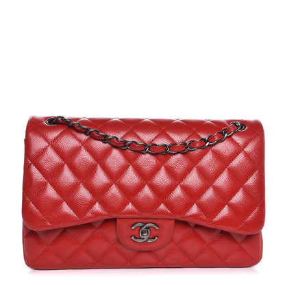 Chanel Caviar Quilted Jumbo Double Flap Red 1 of 9