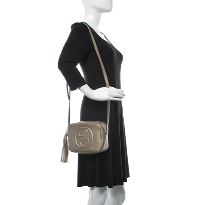 Gucci Metallic Pebbled Calfskin Small Soho Disco Bag Golden Beige 2 of 12