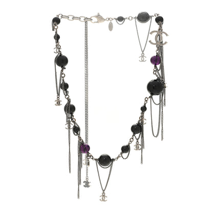 Chanel Ruthenium Pearl Beaded CC Choker Necklace Black 3 of 6