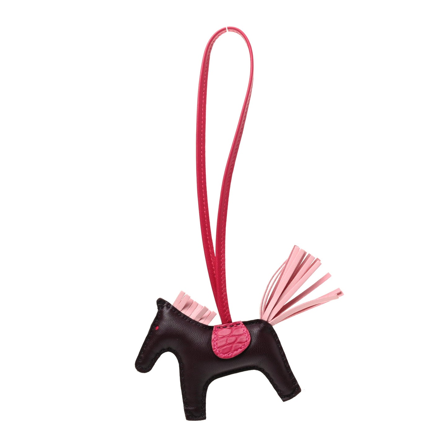 Milo Lambskin Matte Alligator Touch Grigri Rodeo Horse Bag Charm PM Rouge Sellier Framboise Rose Sakura