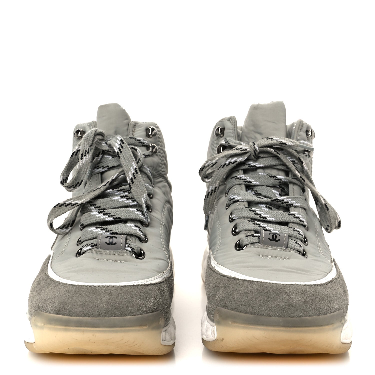 Chanel Fabric Suede Womens CC Sneakers 39 Grey 3 of 11