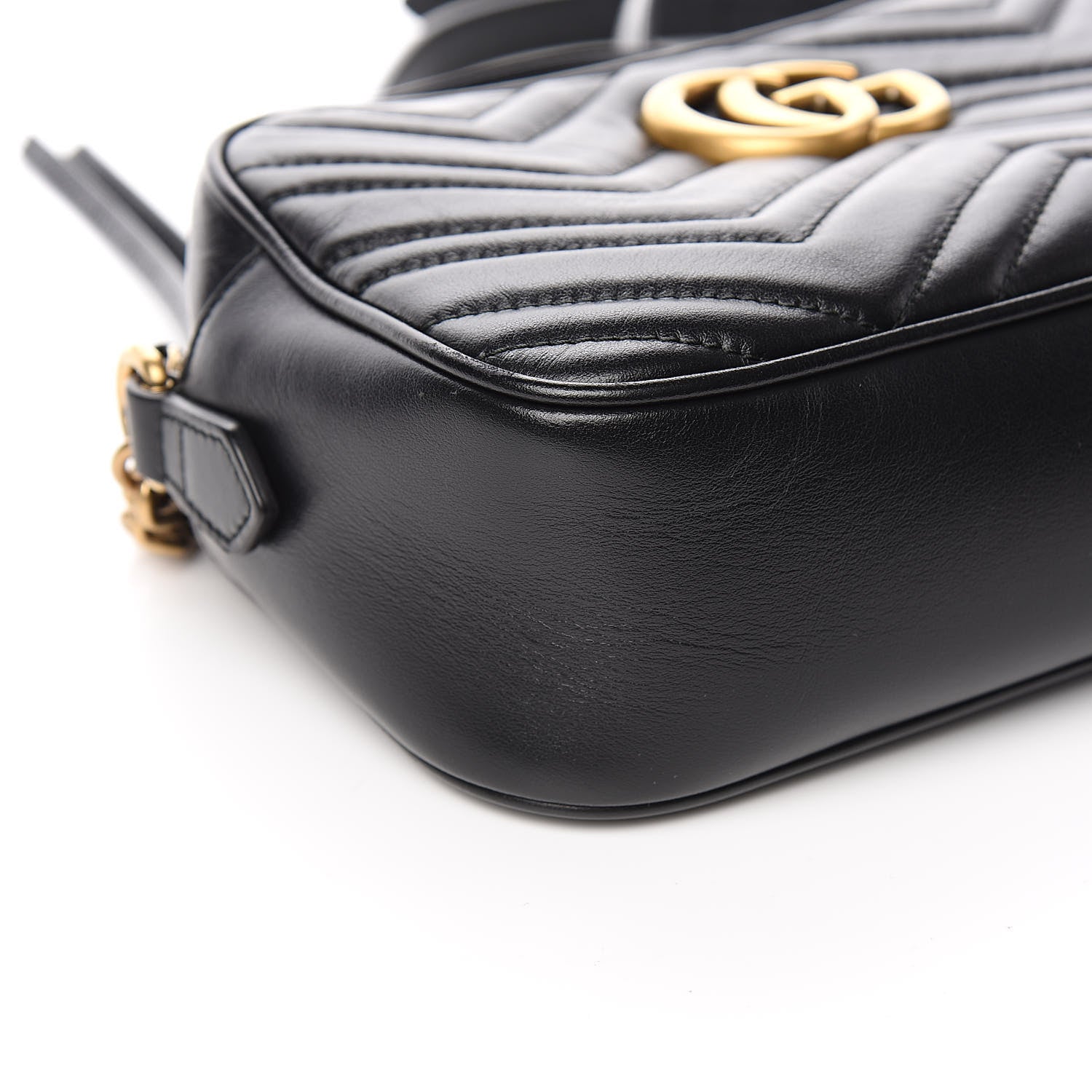 Gucci Calfskin Matelasse Small GG Marmont Chain Shoulder Bag Black 8 of 10