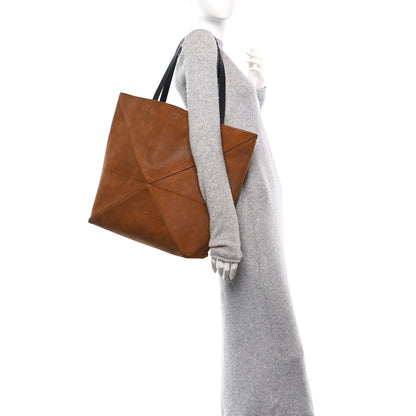 Loewe Suede Large Puzzle Fold Tote Cognac 2 of 9