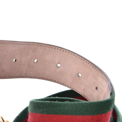 Gucci Nylon Calfskin Double G Web 40mm Belt 85 34 Green Red Cuir 6 of 6