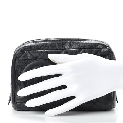 Chanel Distressed Calfskin Cambon Cosmetic Case Black 2 of 17