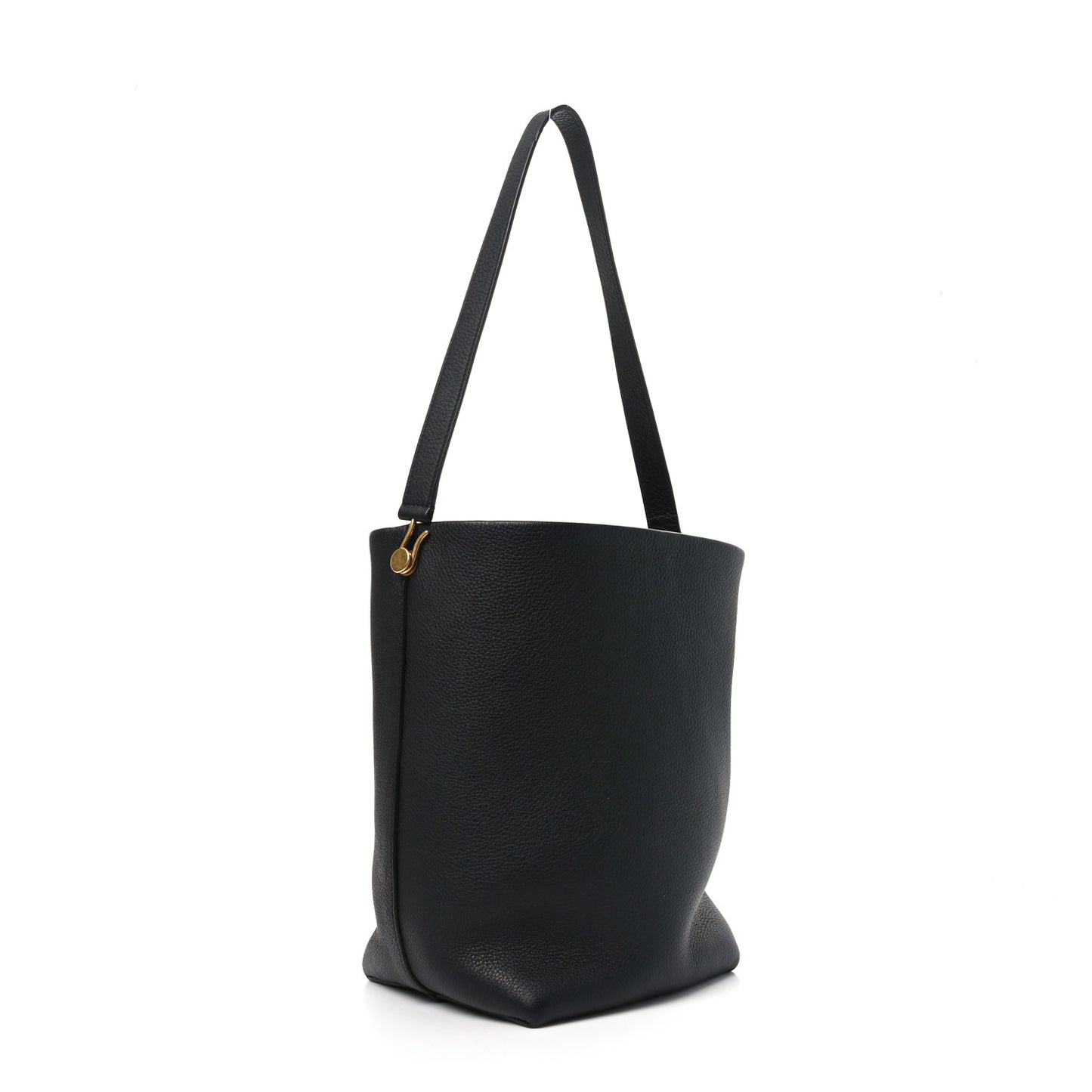 Grained Calfskin Medium N/S Hook Tote Black