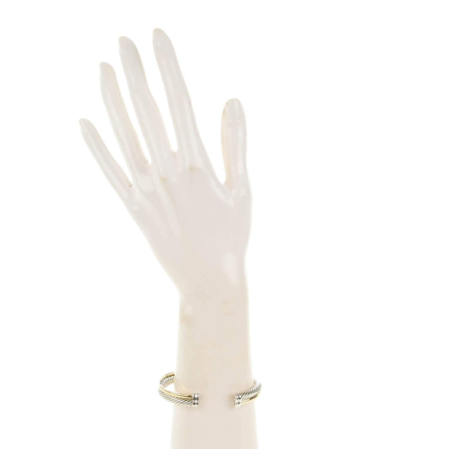 David Yurman Sterling Silver 18K Yellow Plated Gold 5mm Crossover Cuff 2 of 5