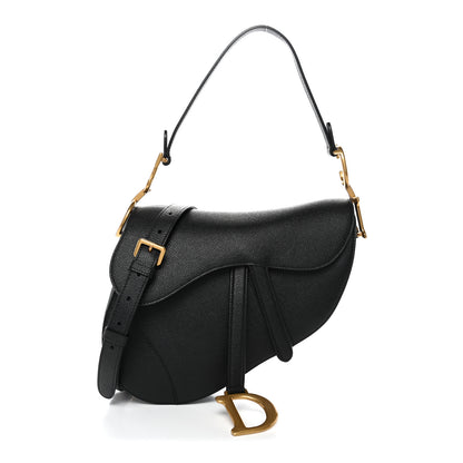 Christian Dior Grained Calfskin Saddle Bag With Strap Black 1 of 10