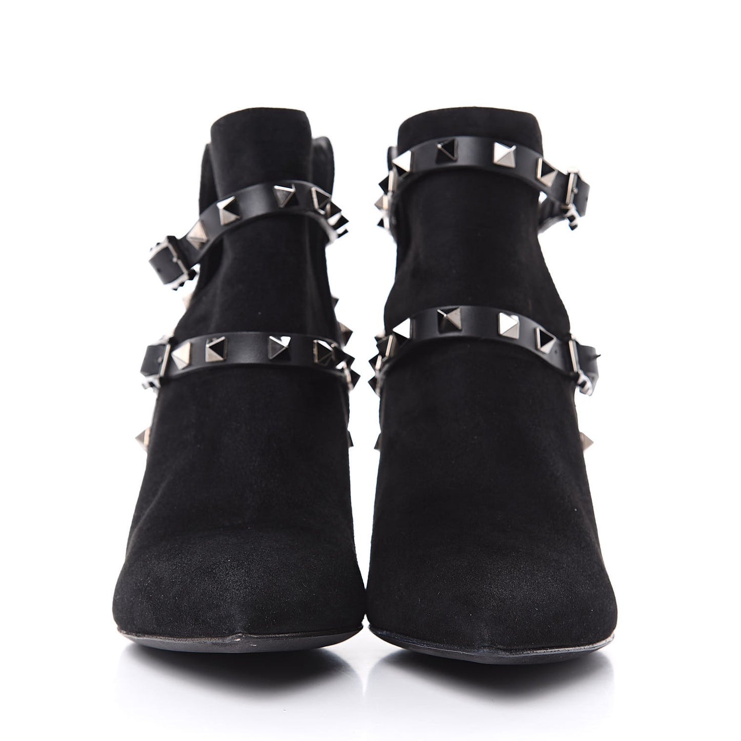 Suede Rockstud Double Buckle 65mm Ankle Boots 36.5 Black