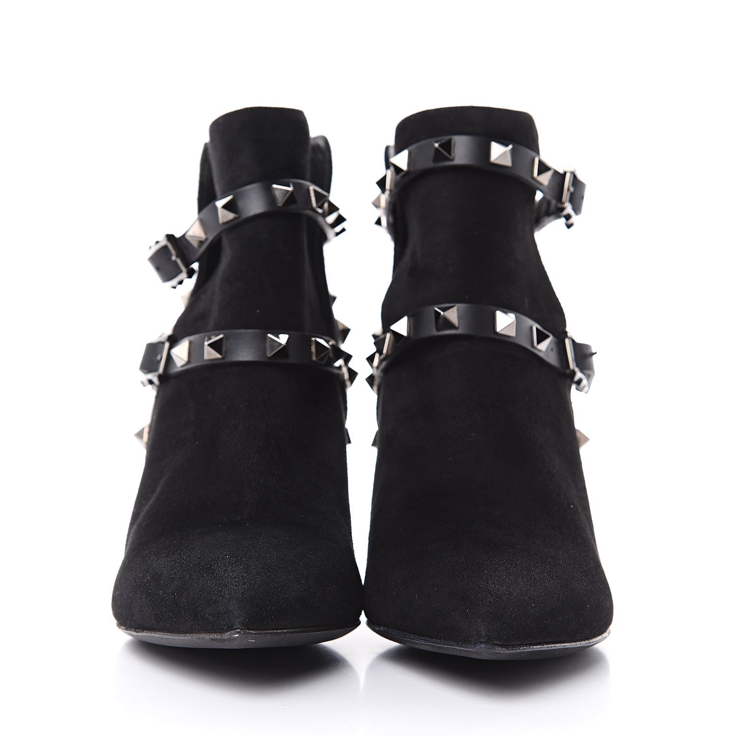 Valentino Garavani Suede Rockstud Double Buckle 65mm Ankle Boots 36.5 Black 2 of 11