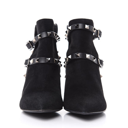 Valentino Garavani Suede Rockstud Double Buckle 65mm Ankle Boots 36.5 Black 2 of 11