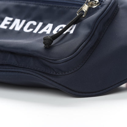 Balenciaga Sport Nylon Logo Embroidered Wheel Beltpack Navy Blue Red 10 of 11