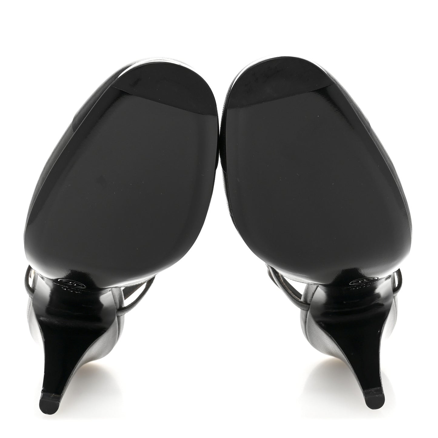 Lambskin Cap Toe CC Slingback Heels 39.5 Dark Grey Black