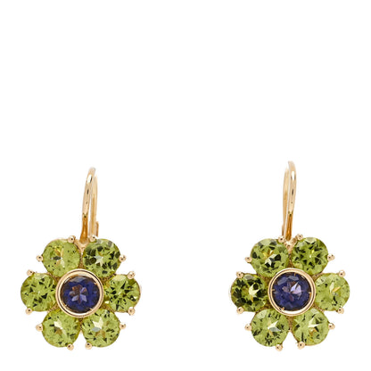 Pasquale Bruni 18K Yellow Gold Peridot Iolite Flower Drop Earrings 1 of 5