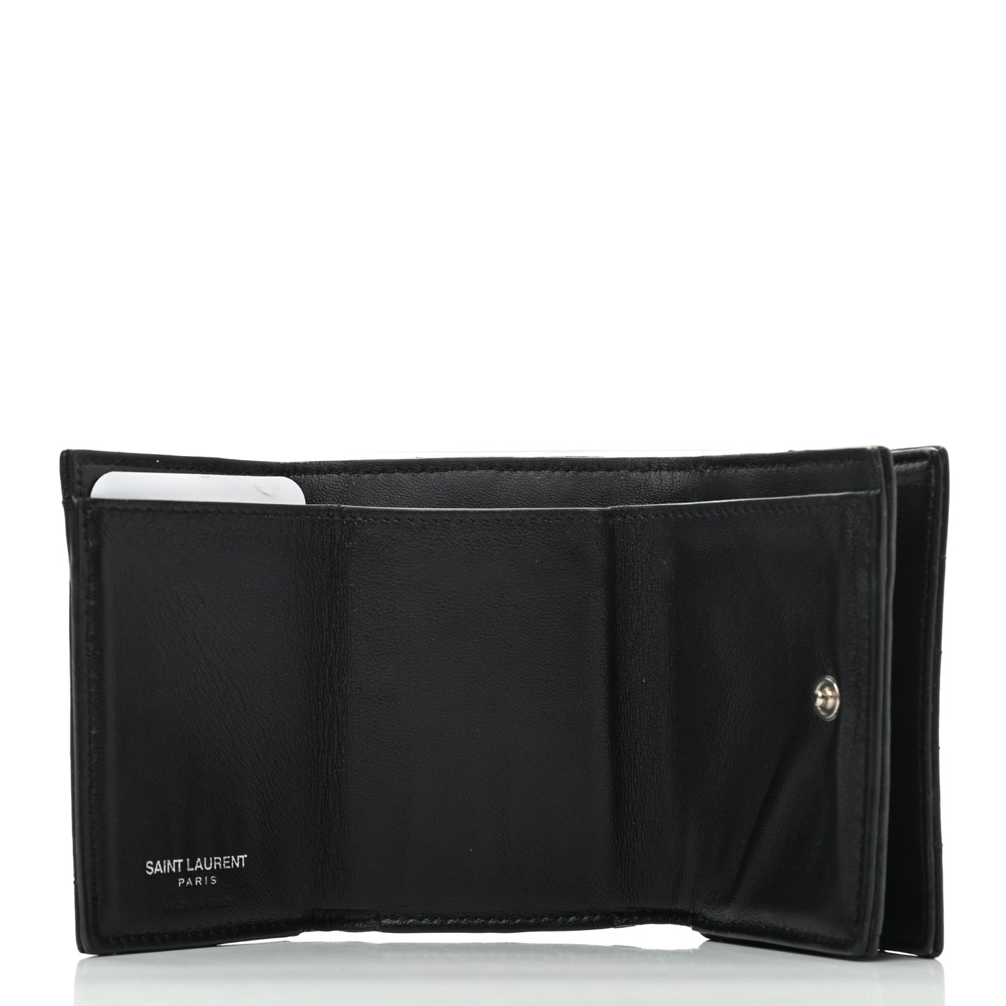Lambskin Y Quilted Monogram Loulou Tiny Wallet Black