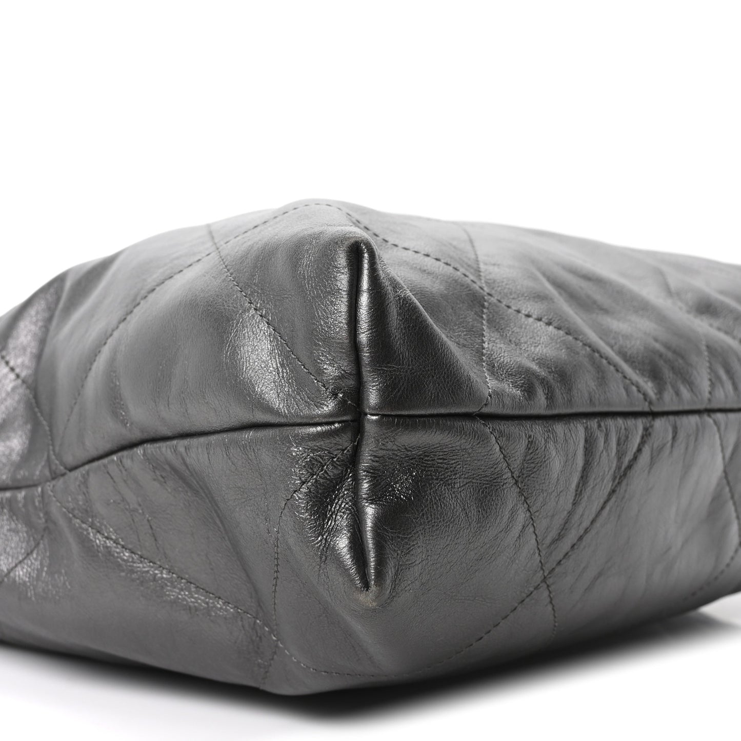 Shiny Calfskin Quilted Chanel 22 Dark Grey