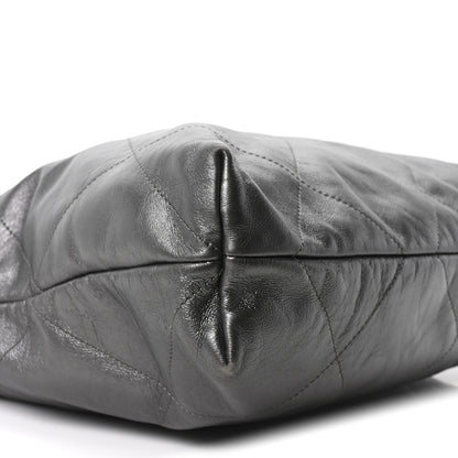 Chanel Shiny Calfskin Quilted Chanel 22 Dark Grey 10 of 11