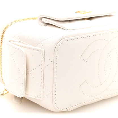 Chanel Caviar Quilted Polly Pocket East West Top Vanity With Chain White 8 of 11