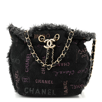 Chanel Denim Quilted Mood Small Bucket With Chain Black Multicolor 1 of 10
