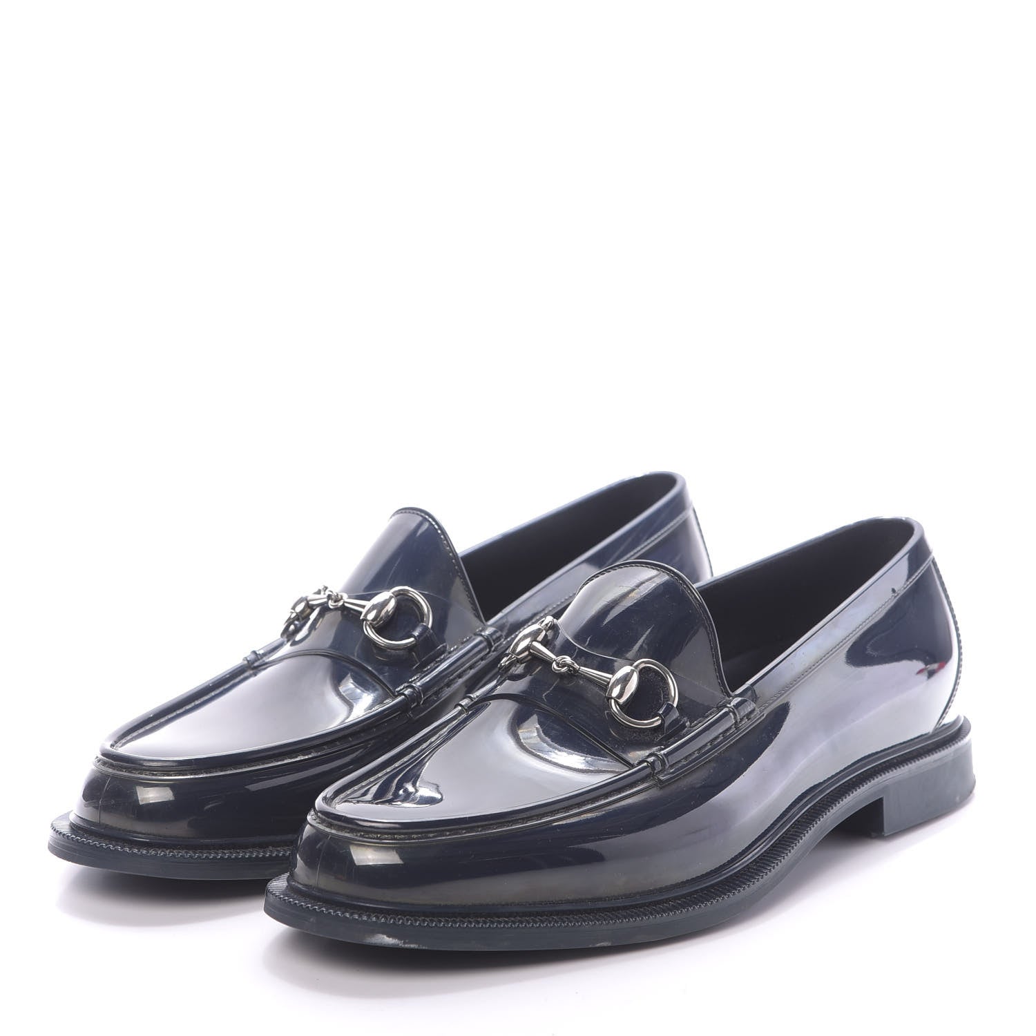 Gucci Rubber Mens Horsebit Moccasin Loafers 8 Blue 3 of 11