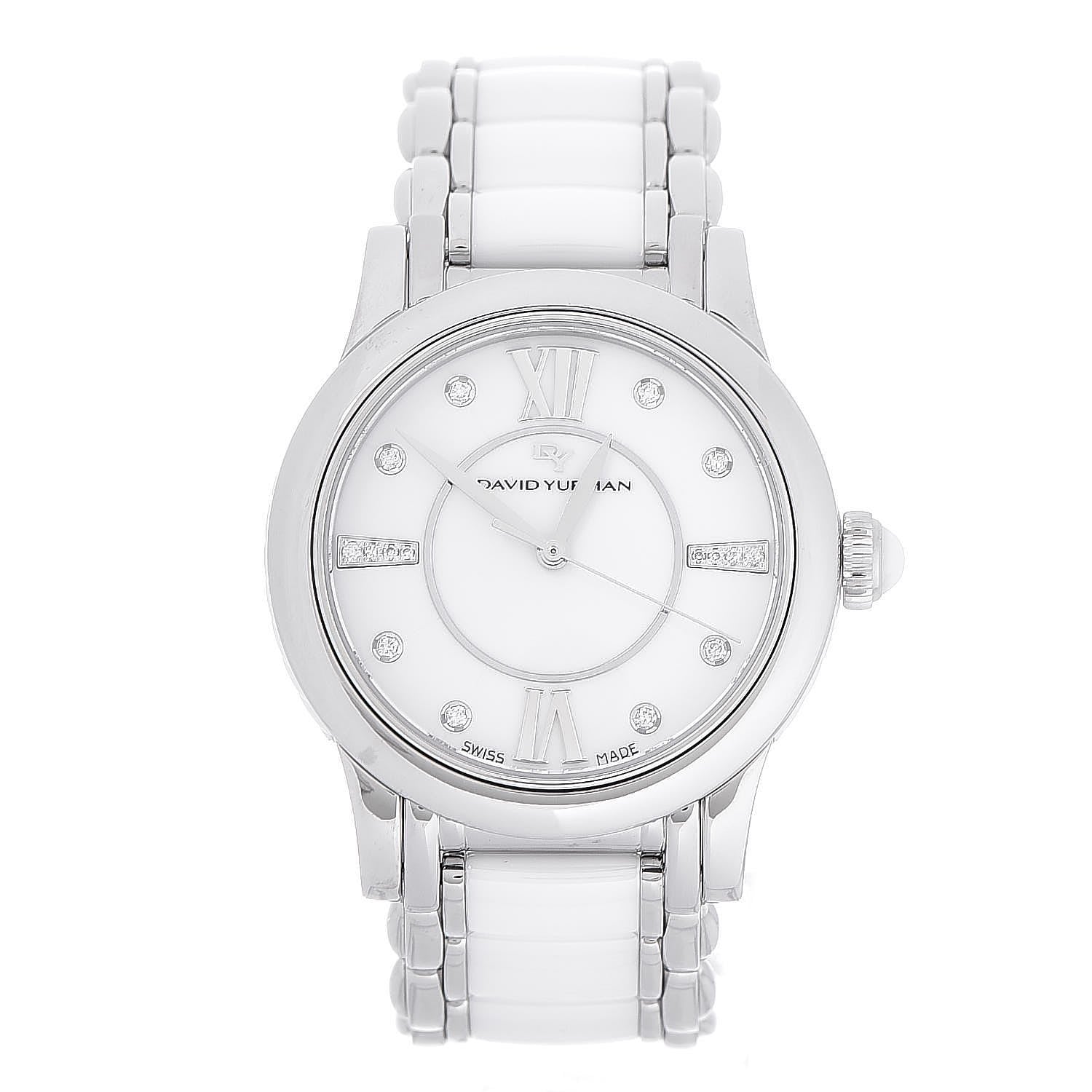 David Yurman Stainless Steel Ceramic Diamond 38mm Classic Quartz Watch White 1 of 11