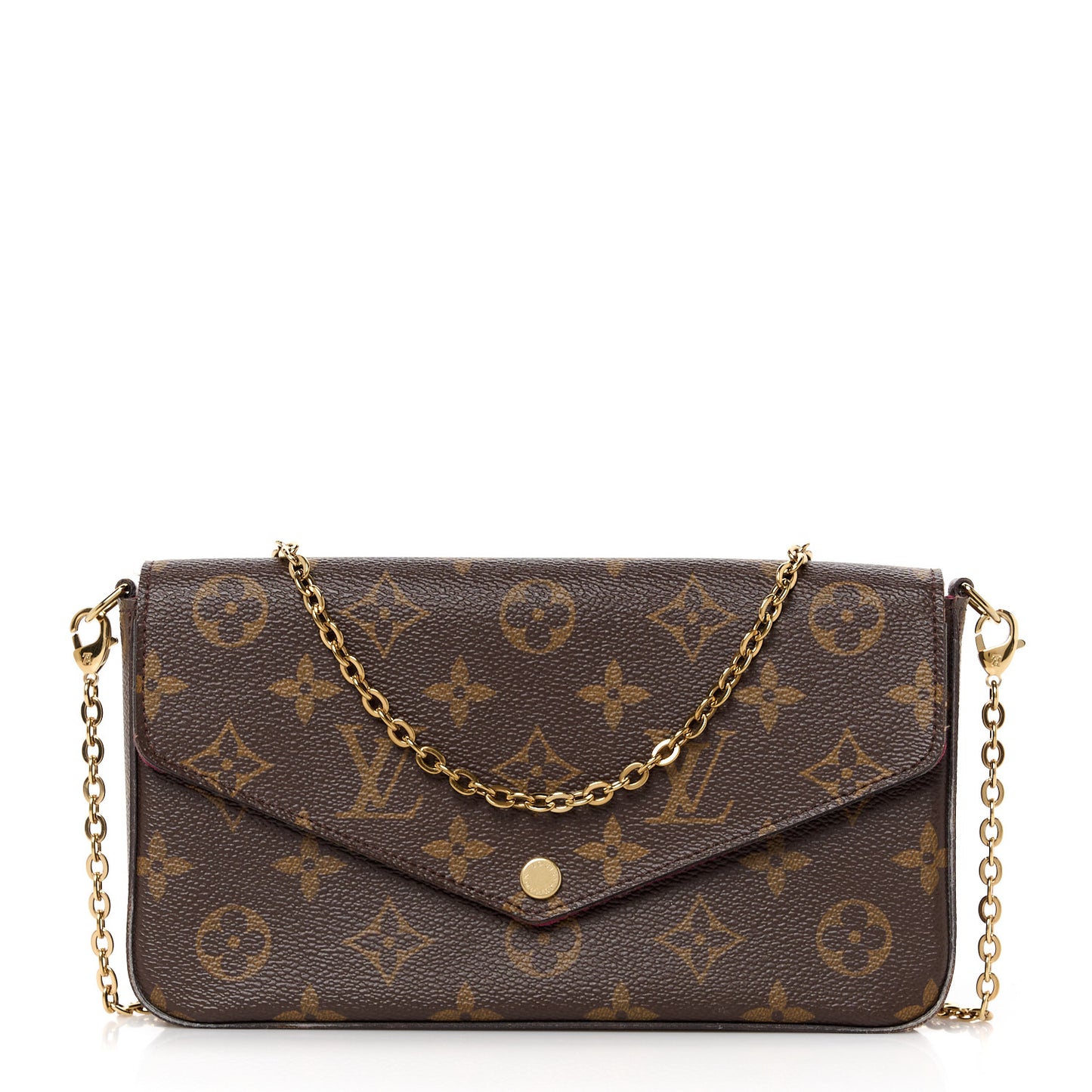 Monogram Pochette Felicie Chain Wallet Fuchsia