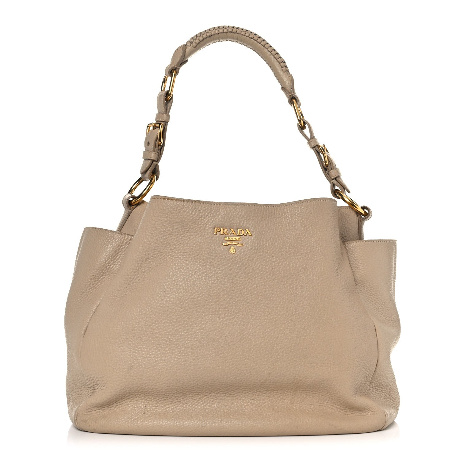 Prada Vitello Daino Side Pocket Hobo Sabbia 1 of 26