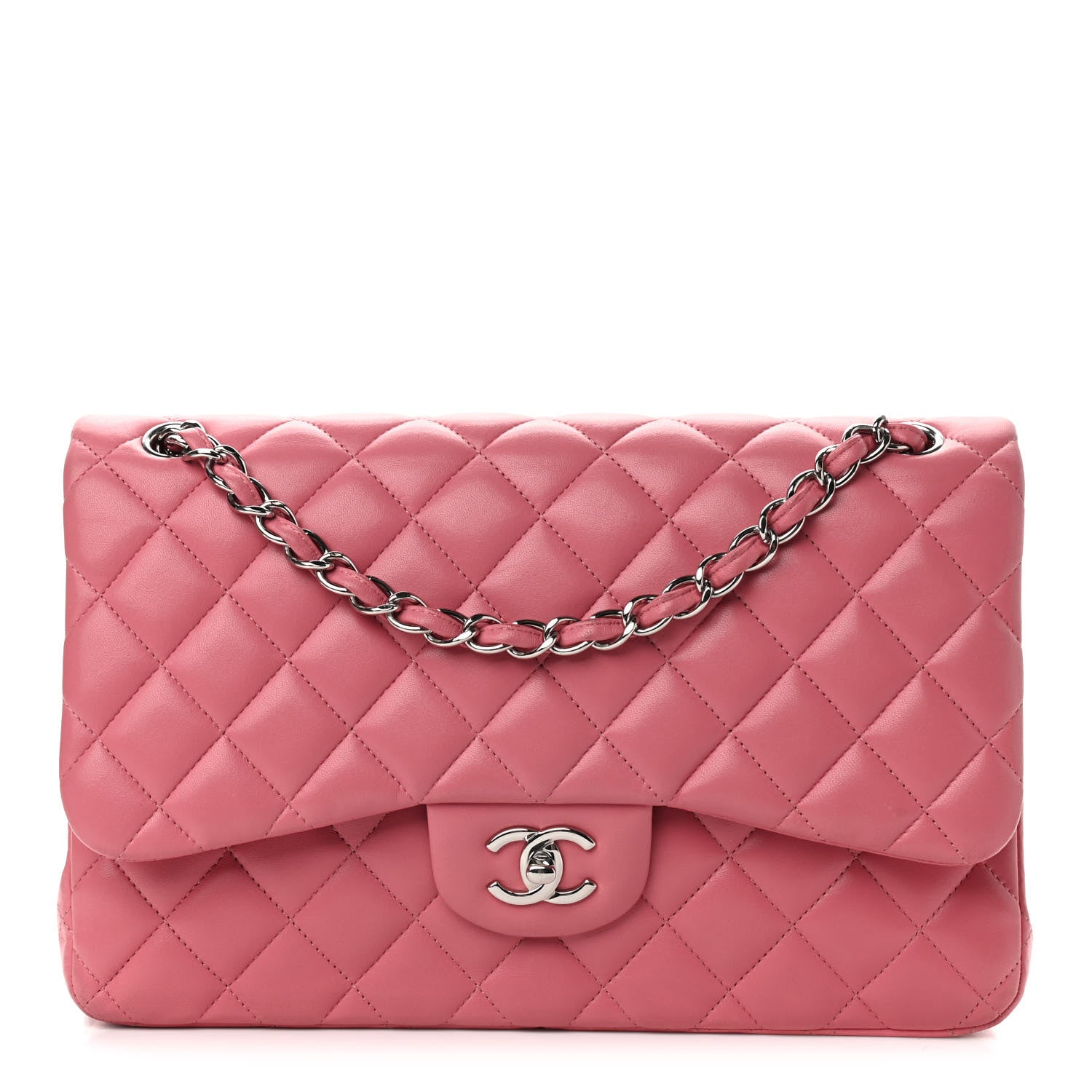 Chanel Lambskin Quilted Jumbo Double Flap Pink 1 of 11