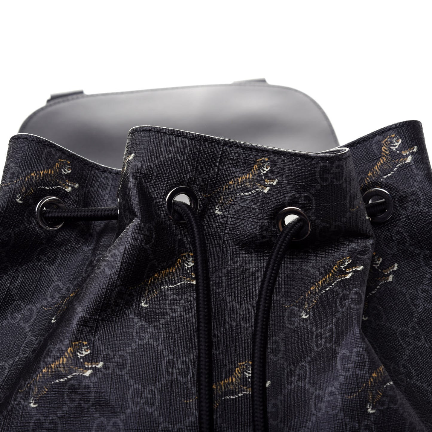 GG Supreme Monogram Tigers Double Buckle Backpack Black Multicolor