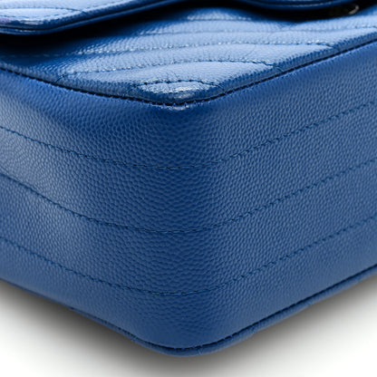 Chanel Caviar Chevron Quilted Mini Rectangular Flap Blue 8 of 10