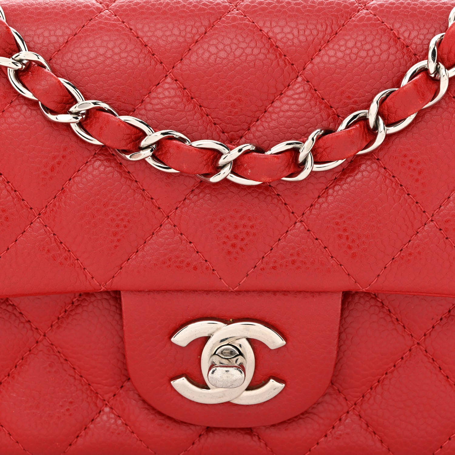 Chanel Caviar Quilted Mini Rectangular Flap Red 8 of 11