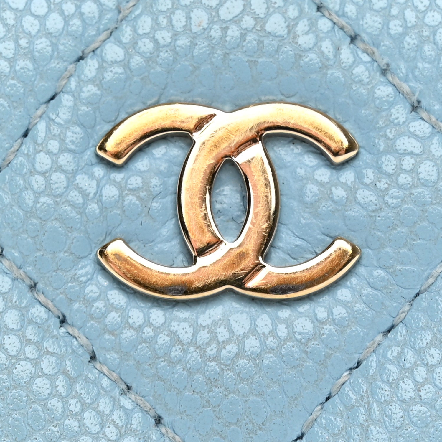 Chanel Caviar Quilted Zipped Key Holder Case Light Blue 10 of 19