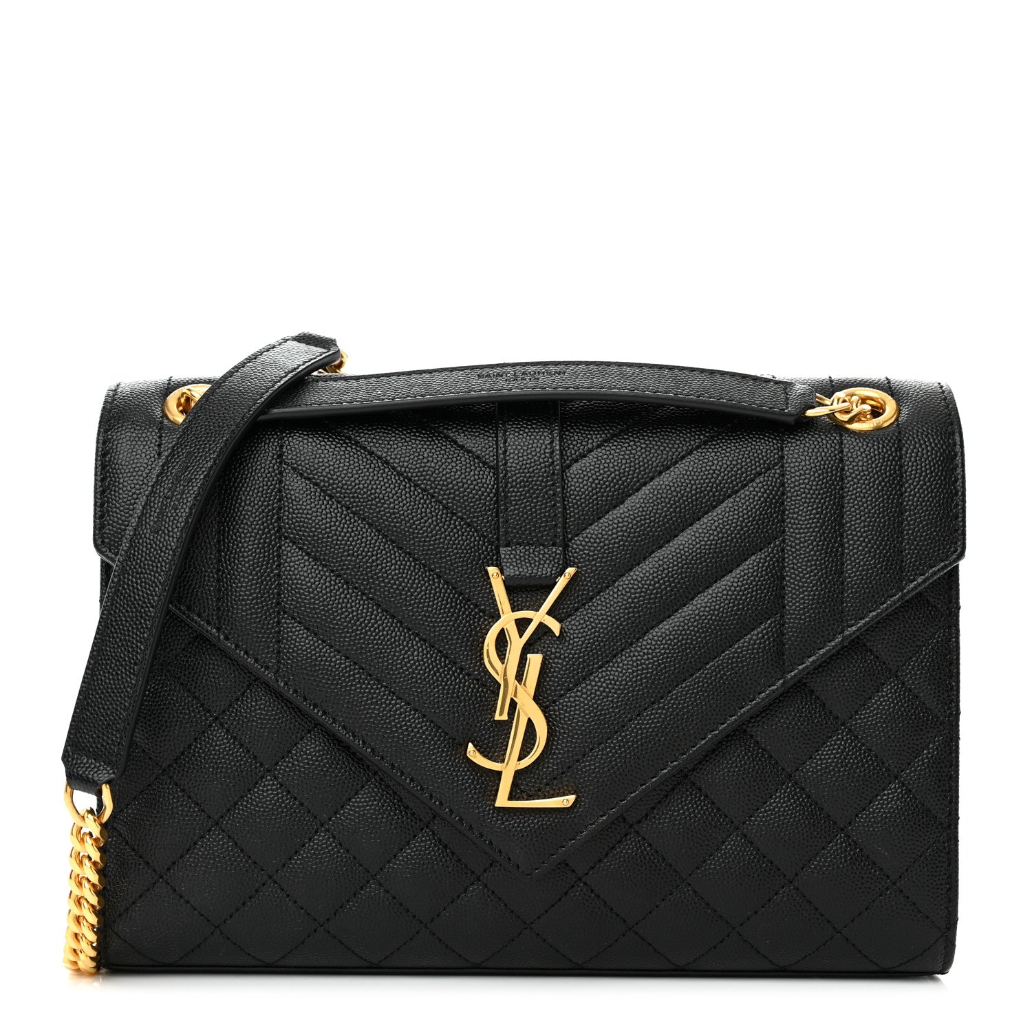 Saint Laurent Grain De Poudre Textured Mixed Matelasse Triquilt Medium Monogram Satchel Black 1 of 12