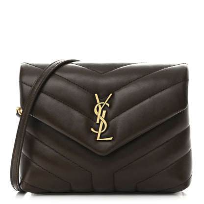 Saint Laurent Calfskin Y Quilted Monogram Toy Loulou Crossbody Bag Soil Brown 1 of 11