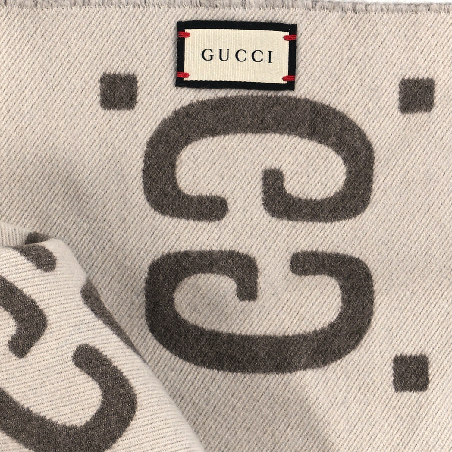 Gucci Wool Silk Monogram Jumbo GG Freedom Scarf Brown 3 of 3
