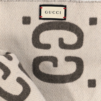 Gucci Wool Silk Monogram Jumbo GG Freedom Scarf Brown 3 of 3